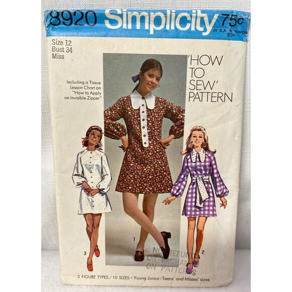 Sewing Patterns Lot of 5 Vintage Girl Simplicity & McCalls Uncut - Picture 3 of 5